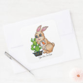 Waterverf konijn en leuke cactus vierkante sticker (Envelop)