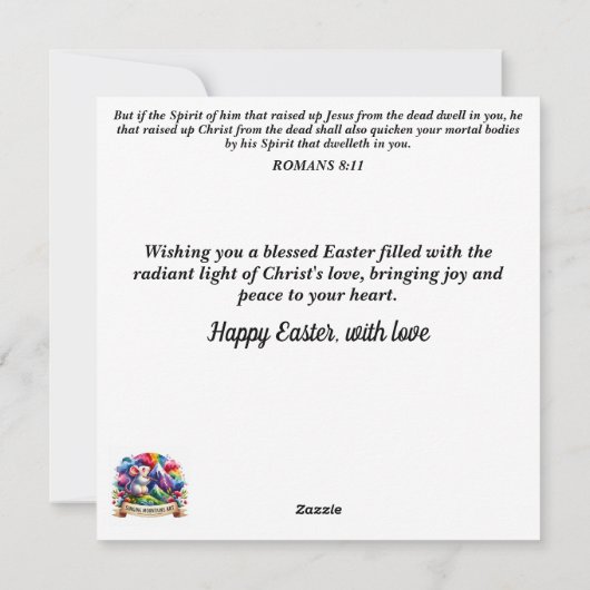 Waterverf konijn en vlinders bloemenPasen Feestdagenkaart (Achterkant)