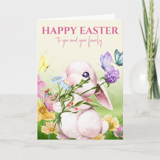 Waterverf konijn en vlinders kaart (Voorkant)