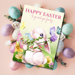 Waterverf konijn en vlinders kaart