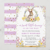 Waterverf konijn en wilde bloemen Baby shower Kaart (Voorkant / Achterkant)