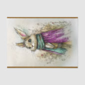 Waterverf konijn, groene sjaal, BZ2 Decoupage Tissuepapier (Voorkant)