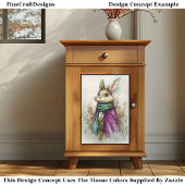 Waterverf konijn, groene sjaal, BZ2 Decoupage Tissuepapier