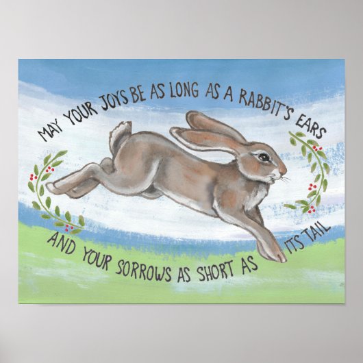 Waterverf Konijn in de beste hoop Poster (Voorkant)