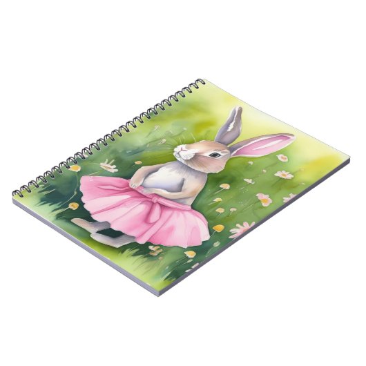 Waterverf konijn in roze tutu notitieboek (Linkerzijde)