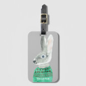 Waterverf konijn in Sweater Grey Personalized Bagagelabel (Voorkant (verticaal))
