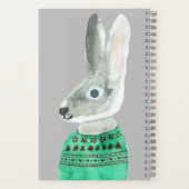 Waterverf konijn in Sweater Grey Personalized Notitieboek (Achterkant)