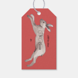 Waterverf Konijn Kerstcadeau Label Cadeaulabel