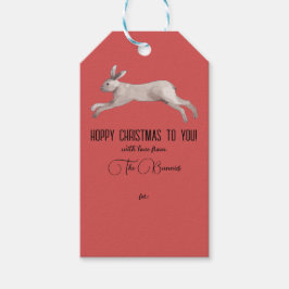 Waterverf Konijn Kerstcadeau Label Cadeaulabel