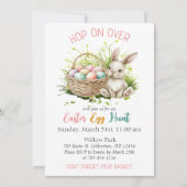 Waterverf konijn + mand|Paaseierjacht roze Kaart (Voorkant)