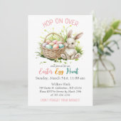 Waterverf konijn + mand|Paaseierjacht roze Kaart (Staand voorkant)