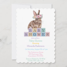 Waterverf konijn met Baby shower van de bloemkroon