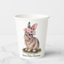 Waterverf konijn met Baby shower van de bloemkroon Papieren Bekers