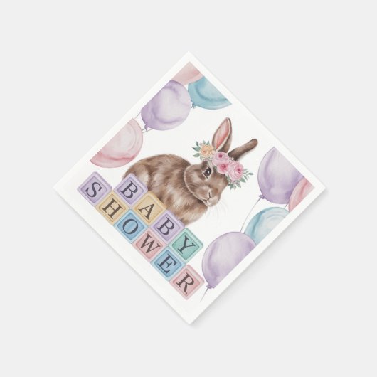 Waterverf konijn met Baby shower van de bloemkroon Servet (Hoek)