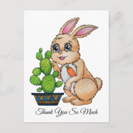 Waterverf Konijn Met Mooie Cactus Briefkaart