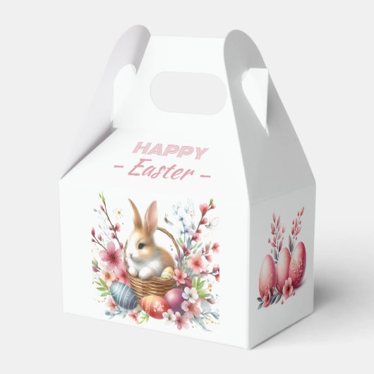 Waterverf Konijn Paaseieren & Bloemen - Bedankdoosjes (Voorkant Zijde)