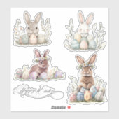 Waterverf konijn Paaslente Sticker (Vel)