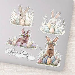 Waterverf konijn Paaslente Sticker