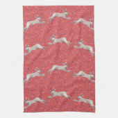 Waterverf Konijn Rode Bloemen Keuken Handdoek (Verticaal)