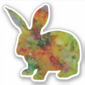 Waterverf konijn Sticker (Voorkant)