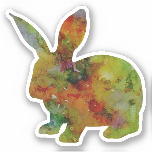  Waterverf konijn Sticker (Voorkant)