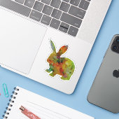 Waterverf konijn Sticker (Laptop met iPhone)