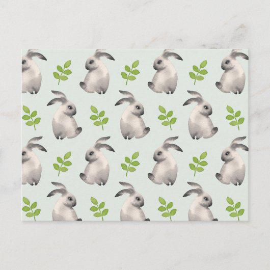 Waterverf konijnen en gras briefkaart (Voorkant)