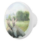 Waterverf konijnen met Mint Green Ceramic Knob Keramische Knop (Rechts)