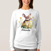 Waterverf Konijnengeel Flower T-shirt met lange mo (Voorkant)