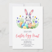 Waterverf konijnenjacht op paaseieren kaart (Voorkant)