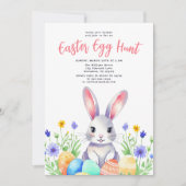 Waterverf konijnenjacht op paaseieren kaart (Voorkant)