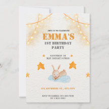 Waterverf konijnenkonijn eerste verjaardag