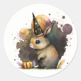 Waterverf Konijnenkonijn Halloween Ronde Sticker