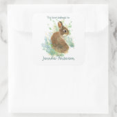 Waterverf Konijnenkonijn Leuke Dierenpret Boekplaa Vierkante Sticker (Tas)