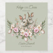 Waterverf konijnenkonijnen Floral Easter Brunch Eg Wijn Etiket (Enkel label)