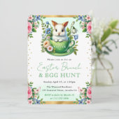 Waterverf konijnenlente bloemen paasbrunch kaart (Staand voorkant)