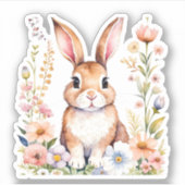  Waterverf Konijnenpasen Sticker (Voorkant)