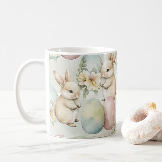 Waterverf Konijnentuin Koffiemok (Met donut)