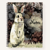 Waterverf konijntje bloemenjournaal,  konijn notitieboek (Voorkant)