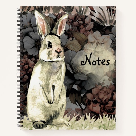 Waterverf konijntje bloemenjournaal,  konijn notitieboek (Voorkant)