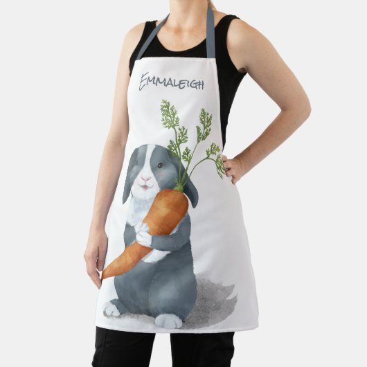 Waterverf konijntje monogram schort (Insitu)