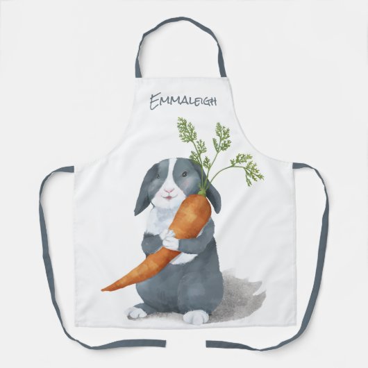 Waterverf konijntje monogram schort (Voorkant)