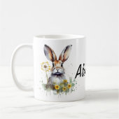Waterverf konijntje paardenbloem gepersonaliseerde koffiemok (Links)