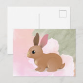 Waterverf konijntje Schattige roze paasdier Briefkaart (Voorkant / Achterkant)