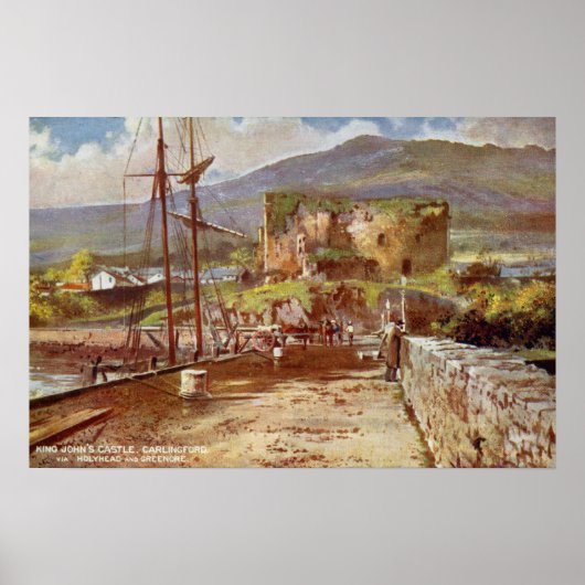 waterverf Koning John's Castle Carlingford Poster (Voorkant)