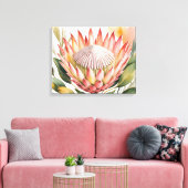 Waterverf koningsprotea canvas afdruk (Insitu (Woonkamer))