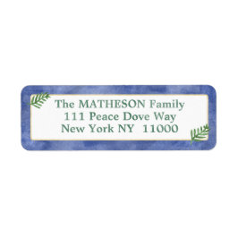 Waterverf Koninklijk Blauw, Groen, Eenvoudig Goud Etiket