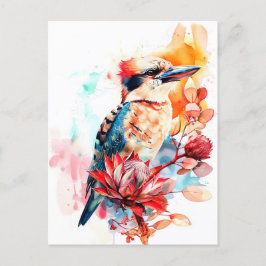 Waterverf Kookaburra over Protea Briefkaart