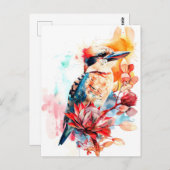 Waterverf Kookaburra over Protea Briefkaart (Voorkant / Achterkant)