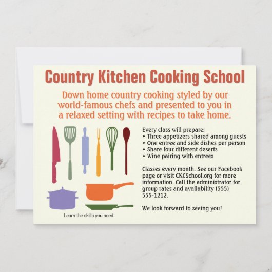  Waterverf kookklasuitnodiging Kaart (Achterkant)